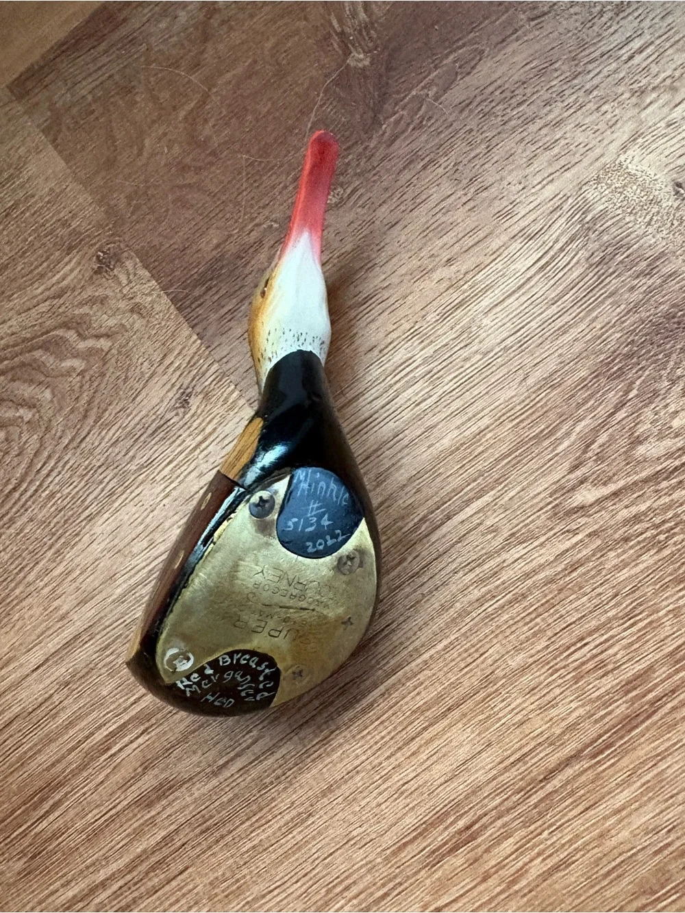 Vintage Red-Breasted Merganser Carved into Golf Club from 2022 Player